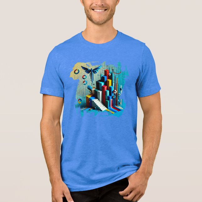 Neon Dreamscape - Digital Art T-Shirt Tri-Blend Shirt (Front)