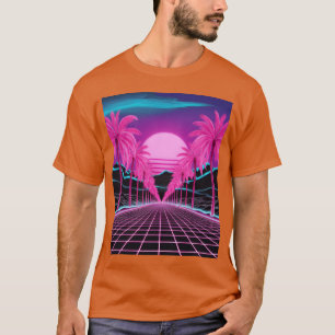 Neon Dreamscape RetroFuturistic Synthwave Sunset v T-Shirt