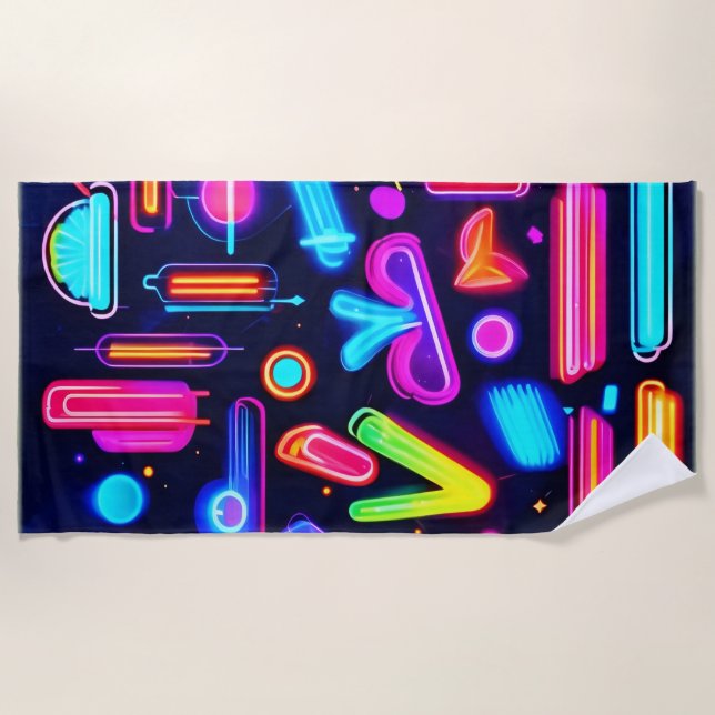 Neon Dreamscape Symphony Beach Towel (Front)