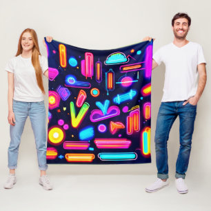 Neon Dreamscape Symphony Fleece Blanket