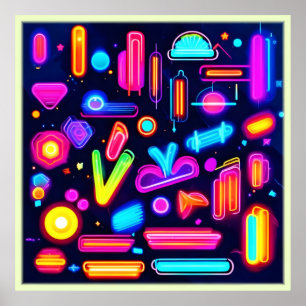 Neon Dreamscape Symphony Poster