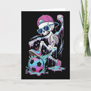 Neon Drip Skeleton Soccer Player Graffiti Street S Card