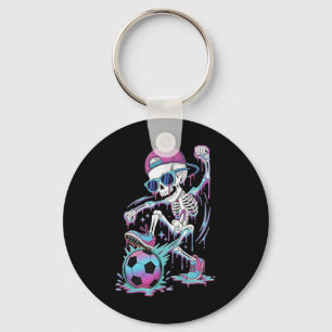 Neon Drip Skeleton Soccer Player Graffiti Street S Key Ring