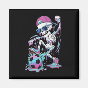 Neon Drip Skeleton Soccer Player Graffiti Street S Magnet