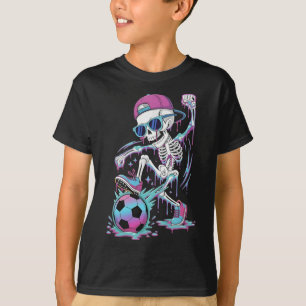 Neon Drip Skeleton Soccer Player Graffiti Street S T-Shirt