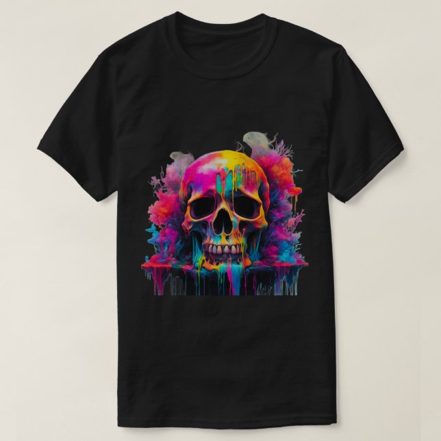 Neon Drip Skull Men's Basic T-Shirt (Design Front)