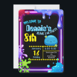 Neon Drip Slime Birthday Party Invitation Kids<br><div class="desc">Celebrate with a splash of gooey fun! This neon slime birthday invitation features vibrant green and pink slime drips over a bold black background, creating an energetic, glowing vibe. Its perfect for kids (ages ~512) who love messy sensory play, slime-making, and colorful birthday parties. The fully customizable invite lets you...</div>