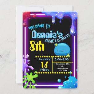 Neon Drip Slime Birthday Party Invitation Kids