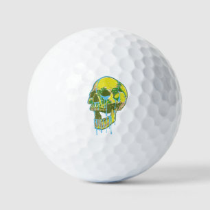 Neon Dripping Skull Illustration – Bold Grunge Art Golf Balls
