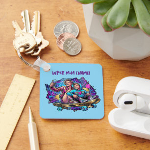 Neon Drive Keychain: Mother & Son Skate Gift Key Ring