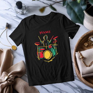 Neon Drums Line Art Vibrant Musical T-Shirt Tri-Blend Shirt