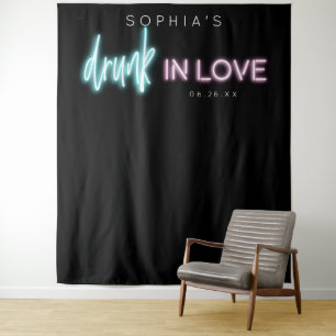 Neon Drunk In Love Bachelorette Party Backdrop Tapestry