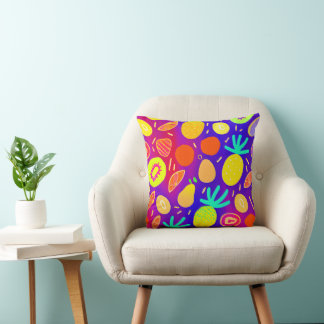 Neon Dynamic Fruit Pattern Art Cushion