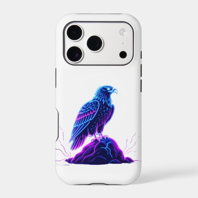 Neon Eagle on Glowing Rock – Cyberpunk Style (Back)