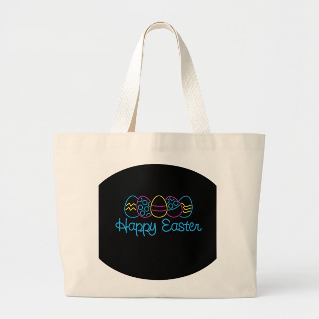 Neon Eggs - Large Tote Bag (Front)
