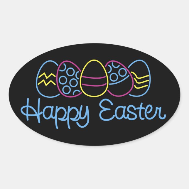 Neon Eggs - Oval Sticker (Front)