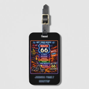 Neon Eight States Route Sixty Six Luggage Tag