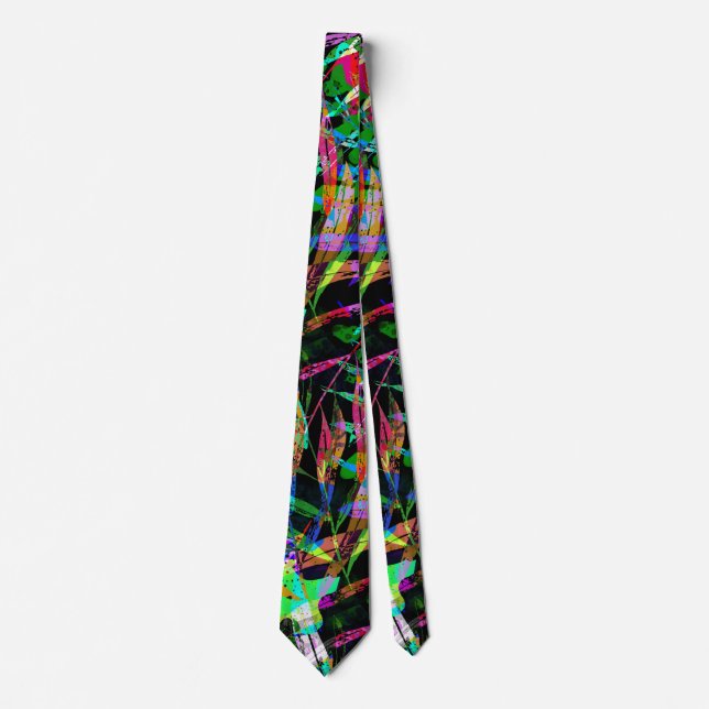 Neon Electric Abstract Cyberpunk Necktie (Front)