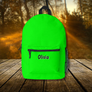 Neon Electric Green Black 3D Personalised Name Printed Backpack