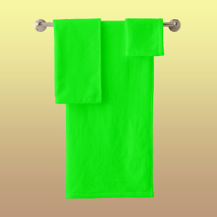 Neon Electric Green Solid Colour   Classic Bath Towel Set