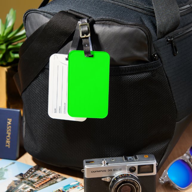 Neon Electric Green Solid Colour | Classic Luggage Tag (Front & Back)