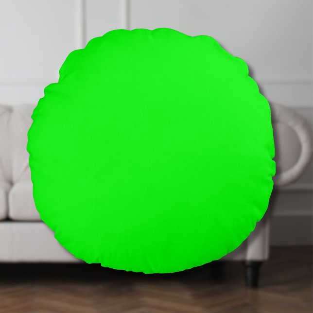 Neon Electric Green Solid Colour | Classic Round Cushion (Creator Uploaded)