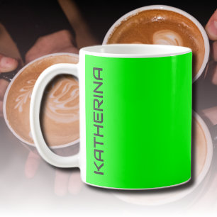 Neon Electric Green Solid Colour    Personalised  Coffee Mug