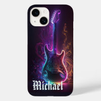 Neon Electric Guitar Music Personalised Name
