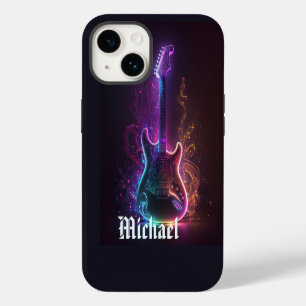 Neon Electric Guitar Music Personalised Name iPhone 14 Case