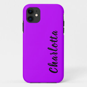 Neon Electric Purple Solid Colour Personalise iPhone 11 Case