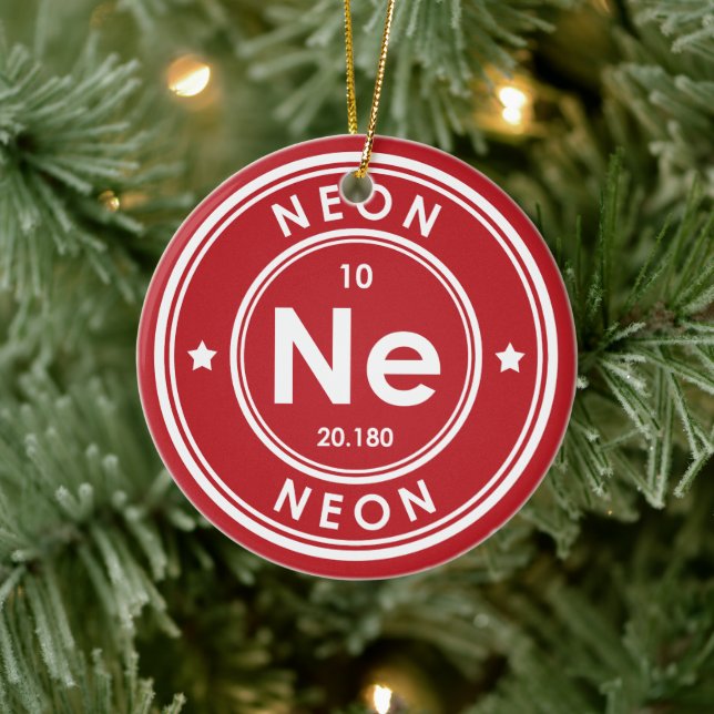 Neon Element Red Ceramic Ornament (Tree)