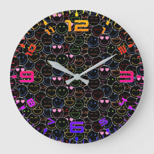 Neon Emoticon Clock – Modern Retro Vibes