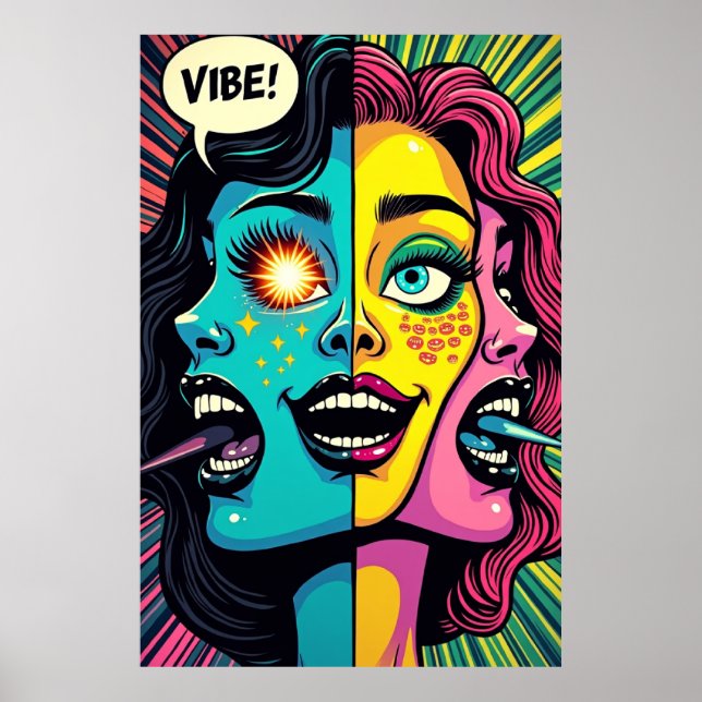 Neon Emotions: Glitch in the Grid Poster (Front)