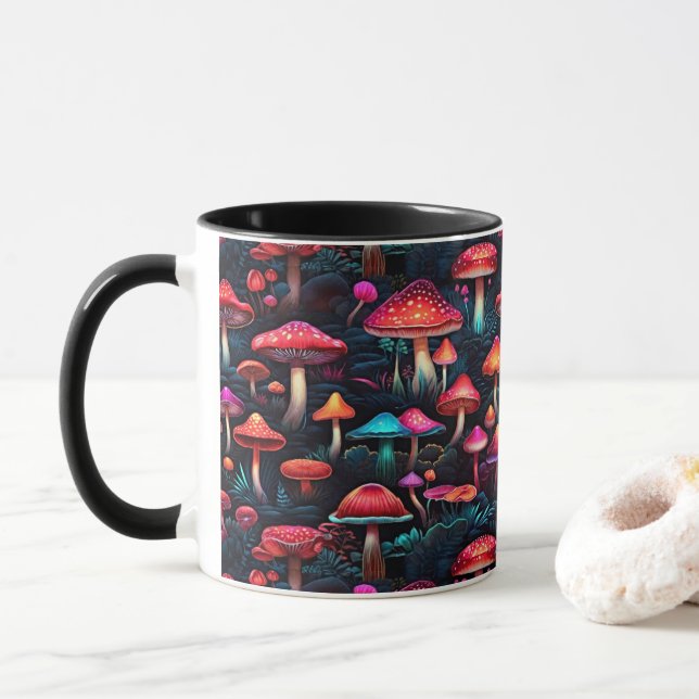 Neon Enchanted Mushroom Forest Mug (With Donut)