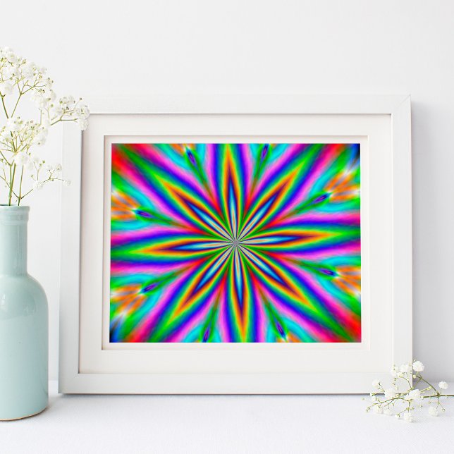 Neon Explosion Poster (Neon Explosion Abstract Digital Art Poster)