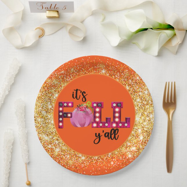 Neon Fall Autumn Customise Colour Paper Plate (Wedding)
