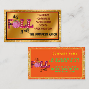Neon Fall Autumn Customise Text and Colour Business Card