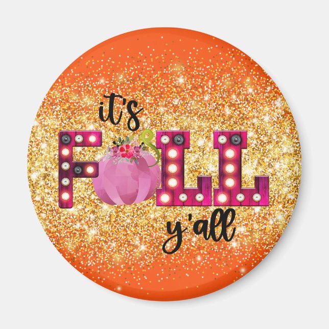 Neon Fall Autumn Customise Text and Colour Magnet (Front)