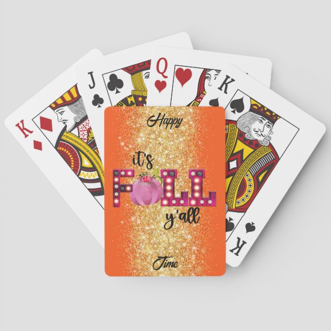Neon Fall Autumn Customise Text and Colour Playing Cards (Back)
