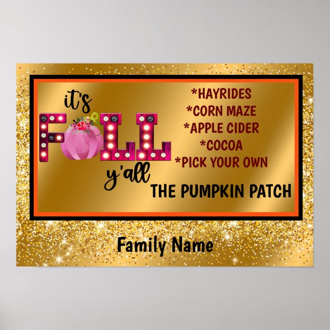 Neon Fall Autumn Customise Text and Colour Poster (Front)