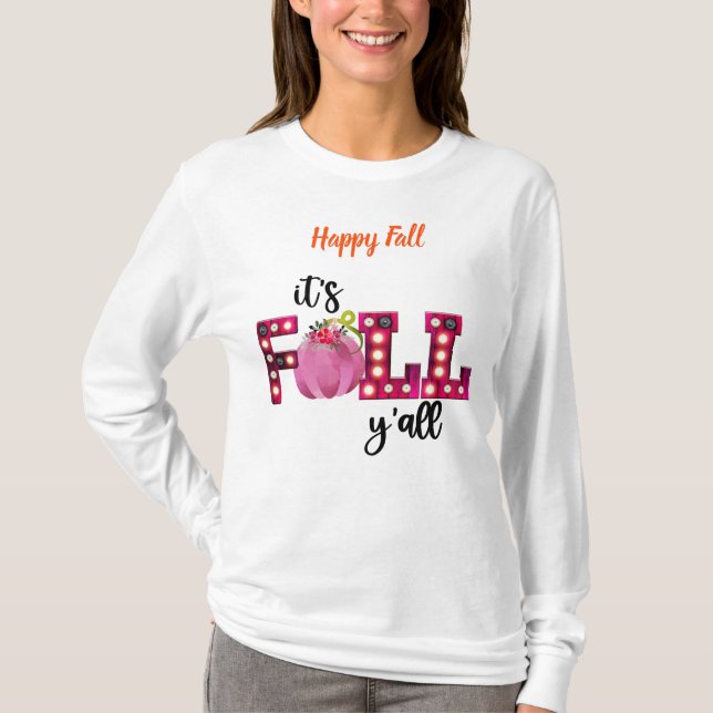 Neon Fall Autumn Customise Text T-Shirt (Front)