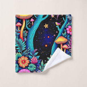 Neon Fantasy Forest Night Glow Design Bath Towel Set