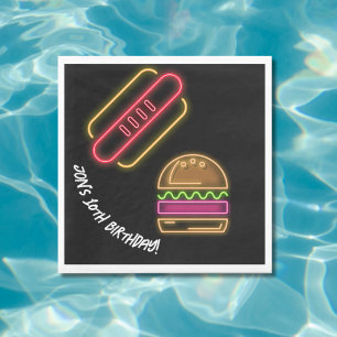 Neon Fast Food Monogram Name Vibrant Napkin