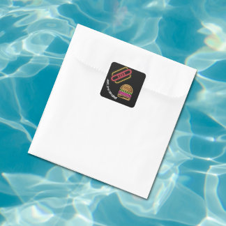 Neon Fast Food Monogram Name Vibrant  Square Sticker