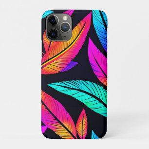 Neon Feather Pattern Vibrant Art iPhone 11 Pro Case
