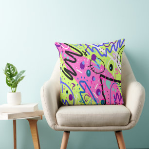 Neon Feelings Abstract Art  Cushion