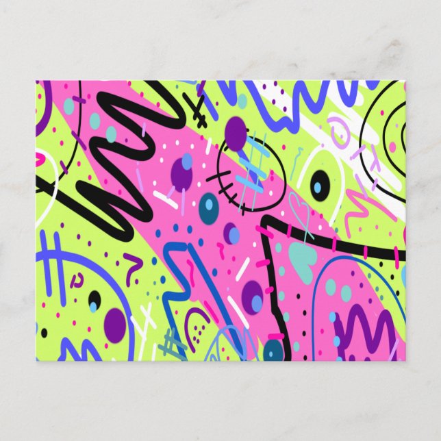 Neon Feelings Abstract Art  Postcard (Front)