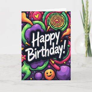Neon Festive Birthday Card