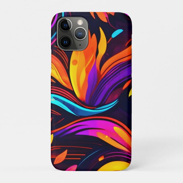 Neon Fire Design with Fiery Icons Case-Mate iPhone Case (Back)