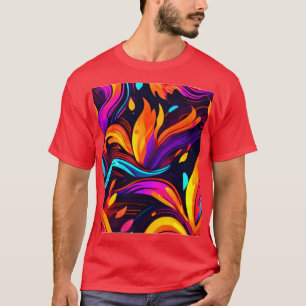 Neon Fire Design with Fiery Icons T-Shirt